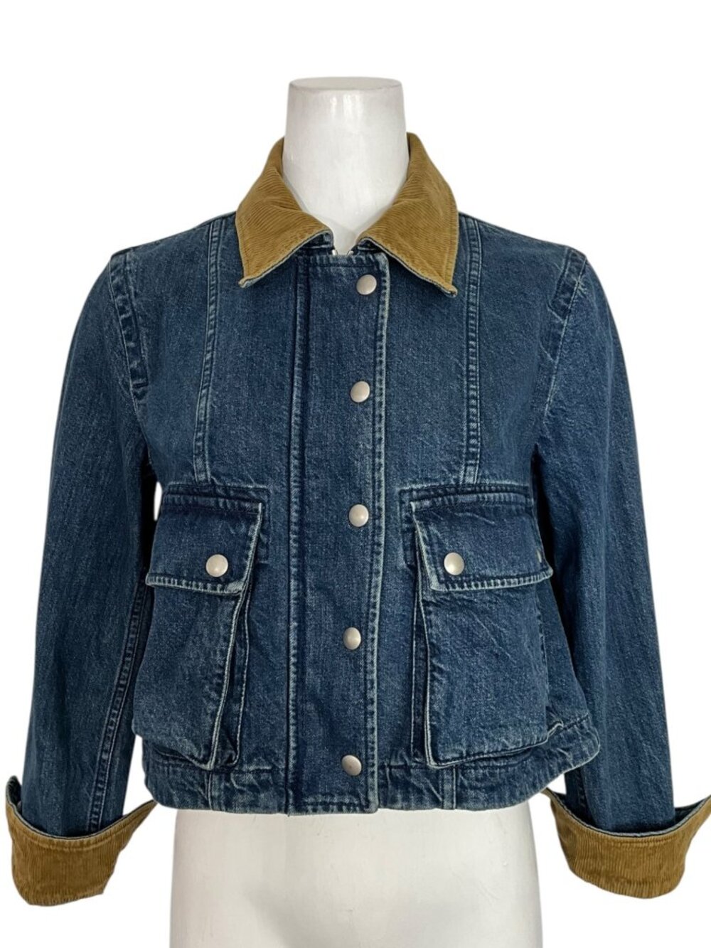 Banana Republic Cord Collar Trapeze Denim Jacket XS Blue